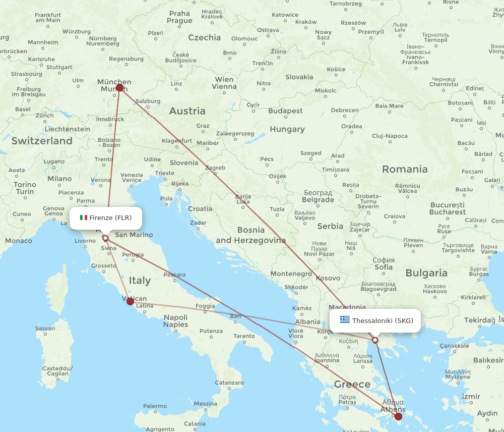 FLR-SKG flight routes