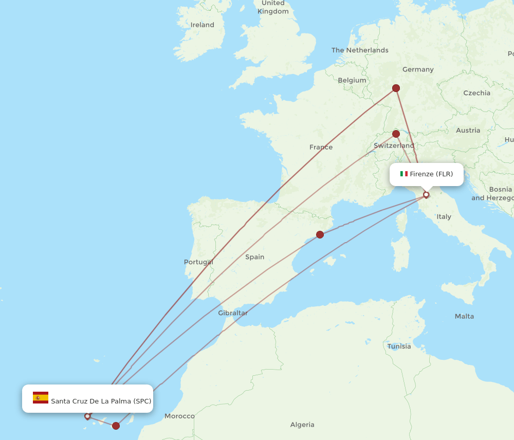 FLR to SPC flights and routes map