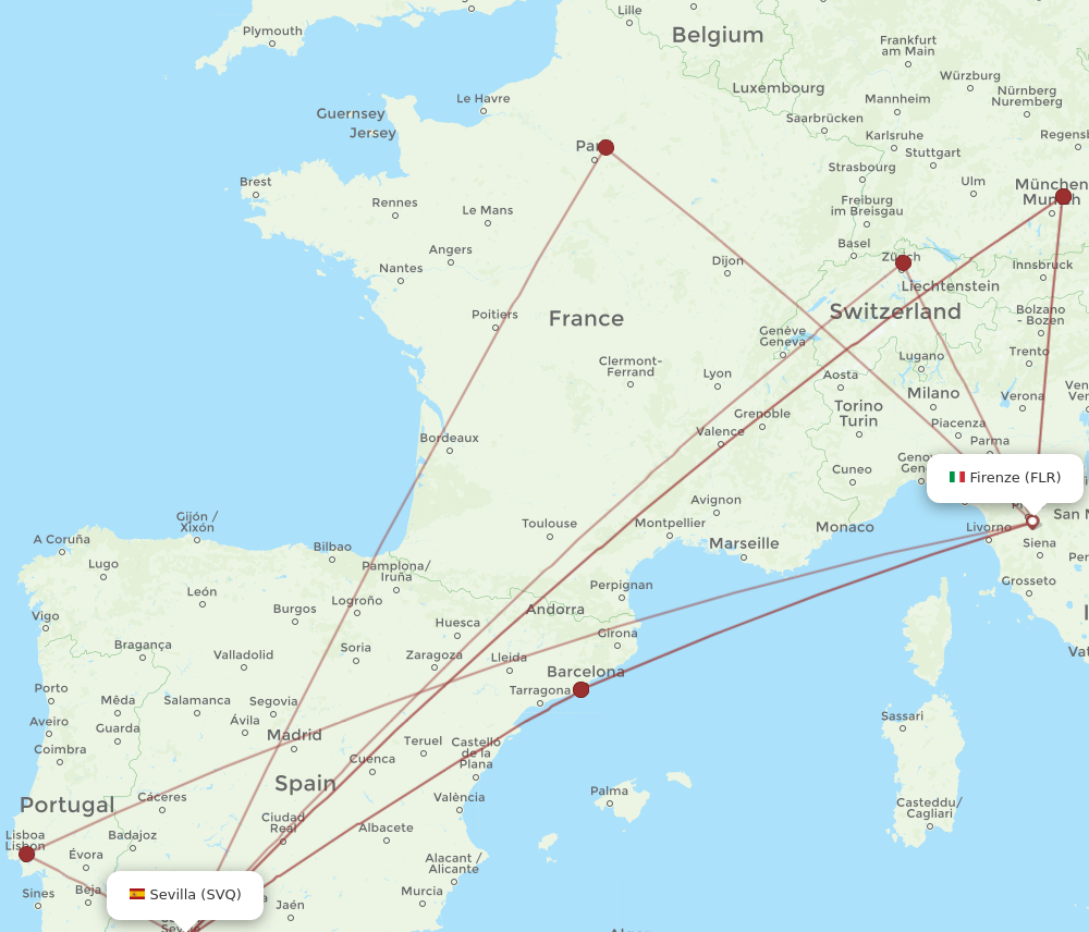 FLR to SVQ flights and routes map
