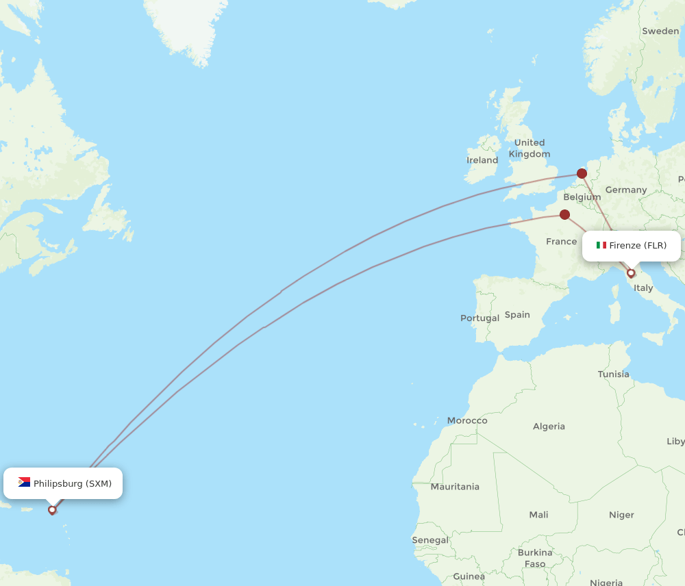 FLR-SXM flight routes