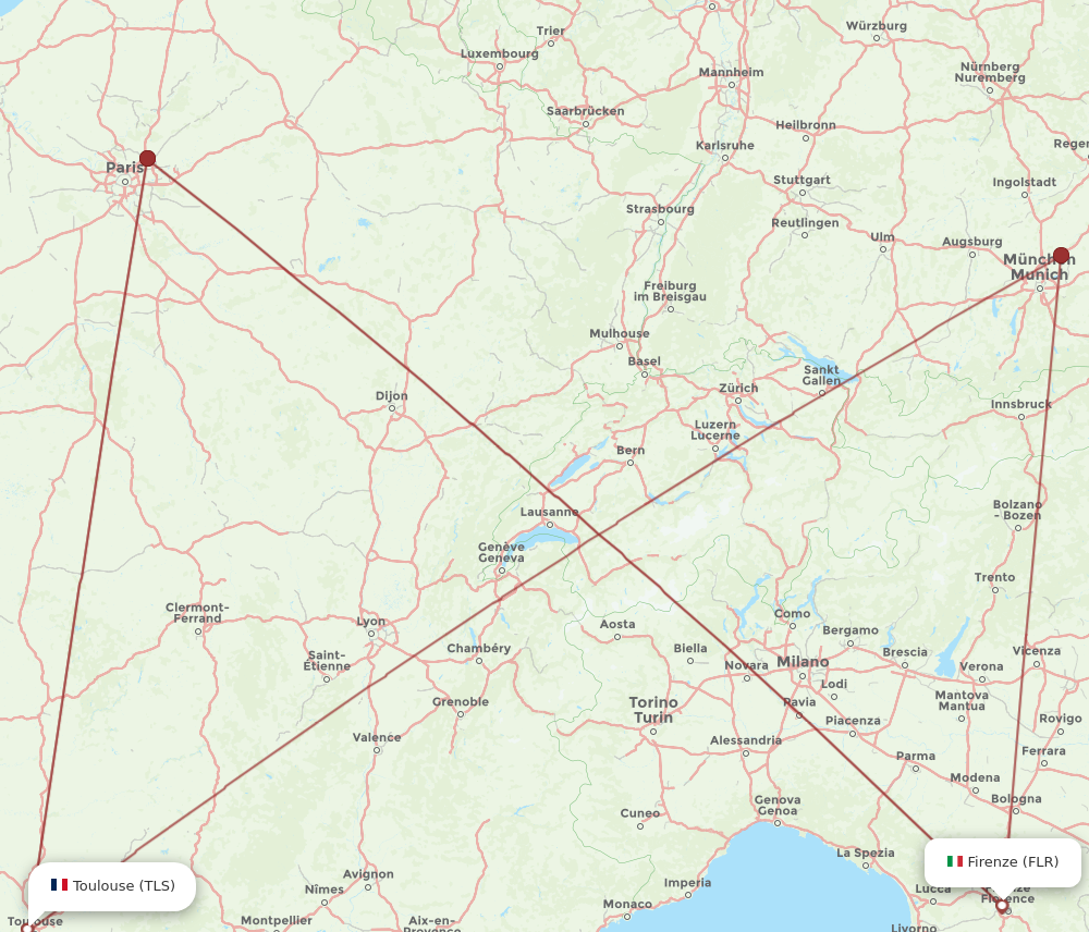 FLR to TLS flights and routes map