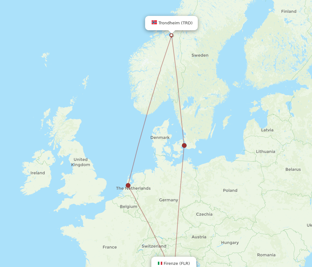 FLR-TRD flight routes