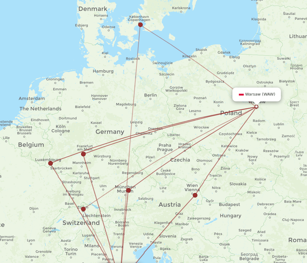 FLR-WAW flight routes