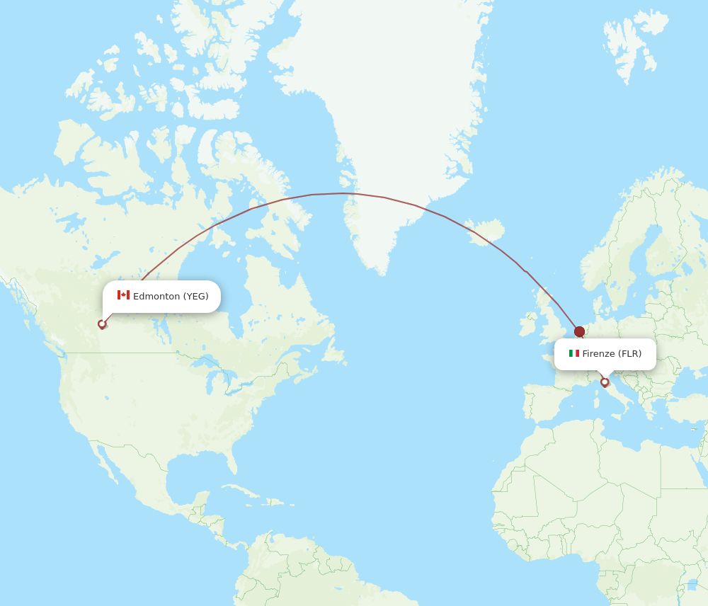 FLR-YEG flight routes
