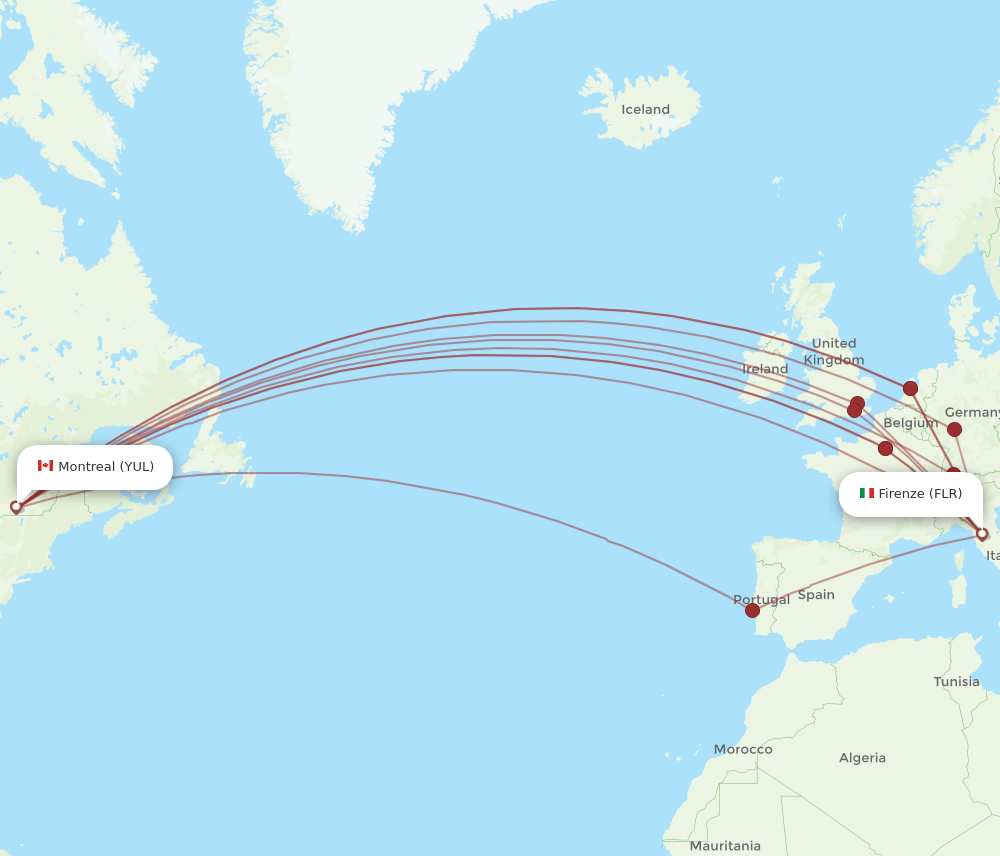 FLR-YUL flight routes