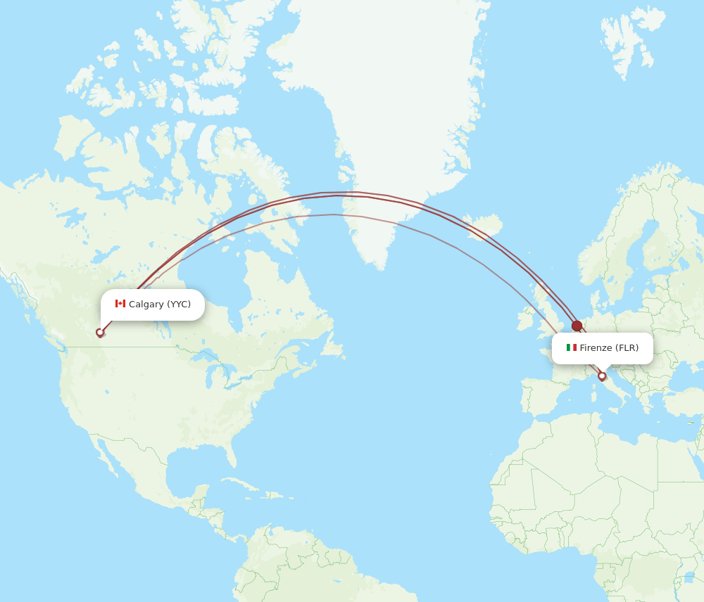 YYC to FLR flights and routes map