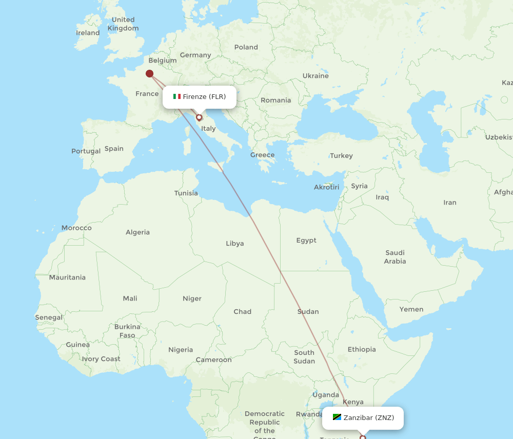FLR-ZNZ flight routes