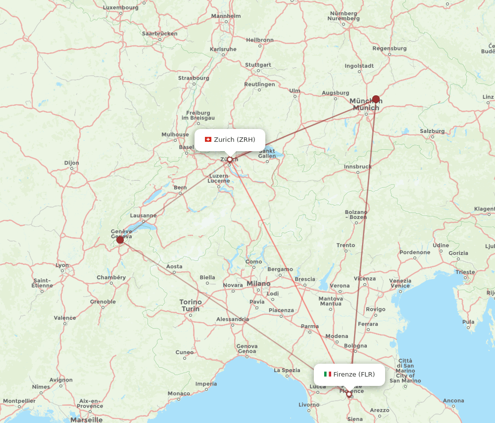 FLR-ZRH flight routes