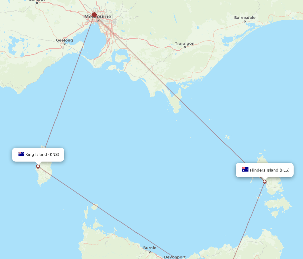 FLS to KNS flights and routes map