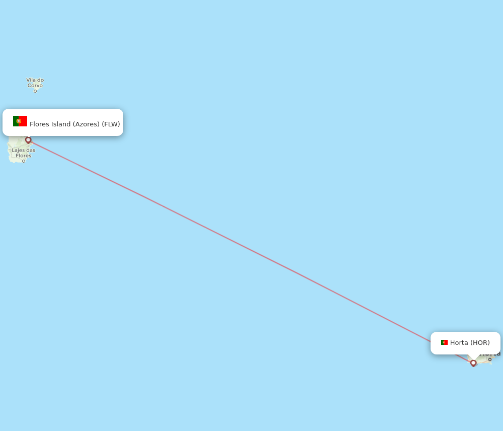 Flores Island (Azores) - Horta (Azores) route map and flight paths