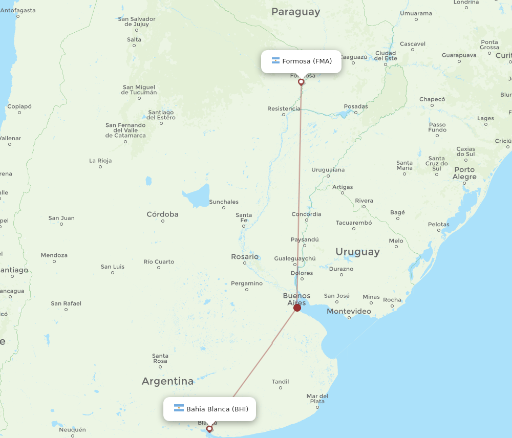 Flights from Formosa to Bahia Blanca, - Flight Routes