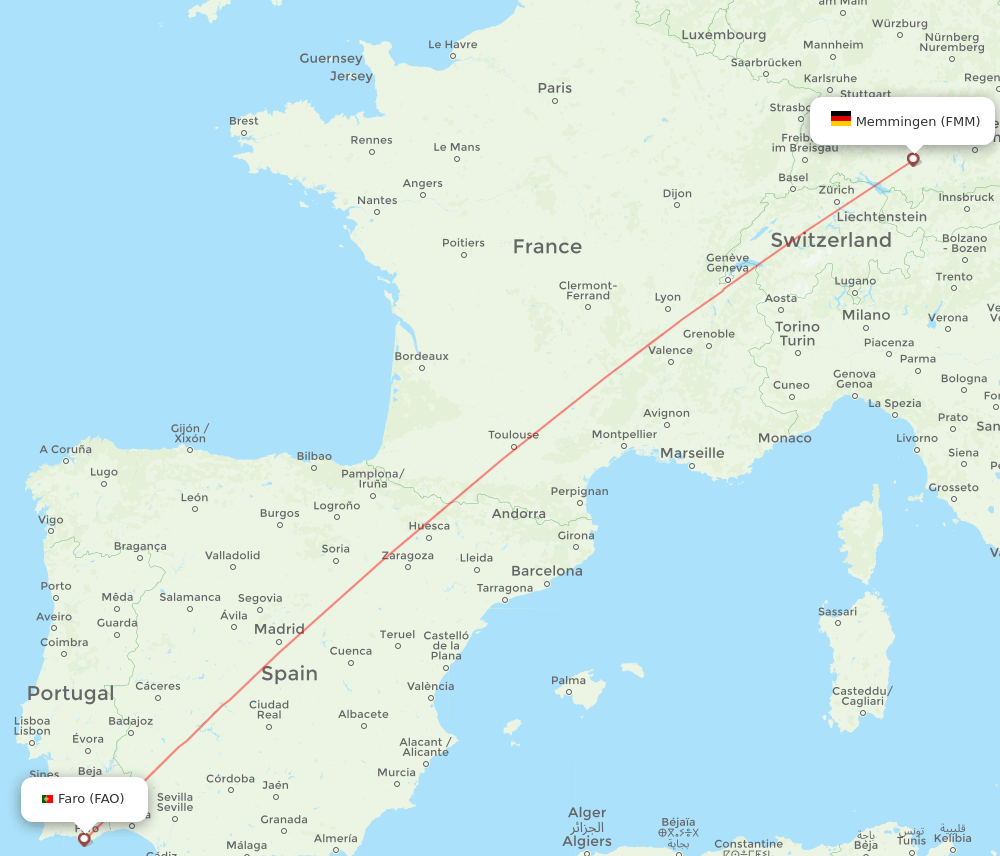 FMM to FAO flights and routes map