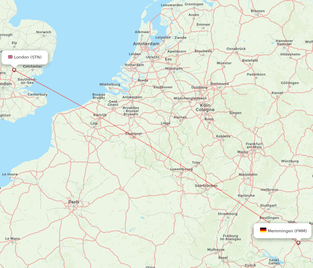 FMM to STN flights and routes map