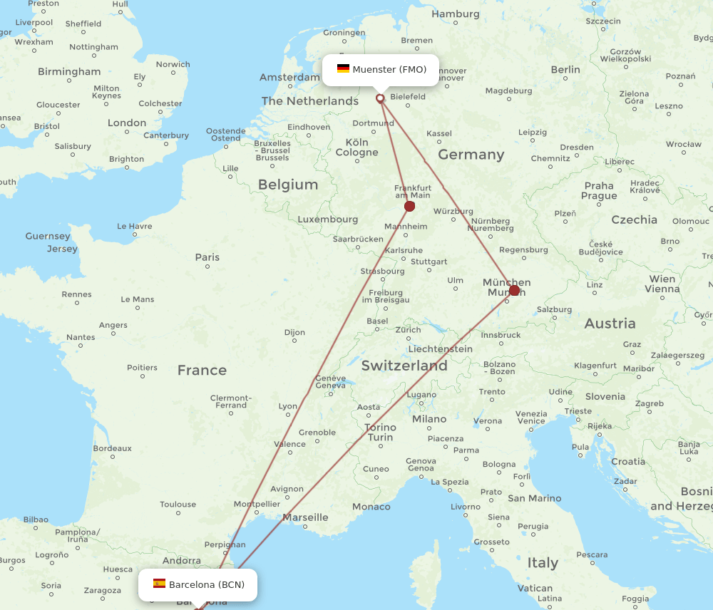 FMO-BCN flight routes