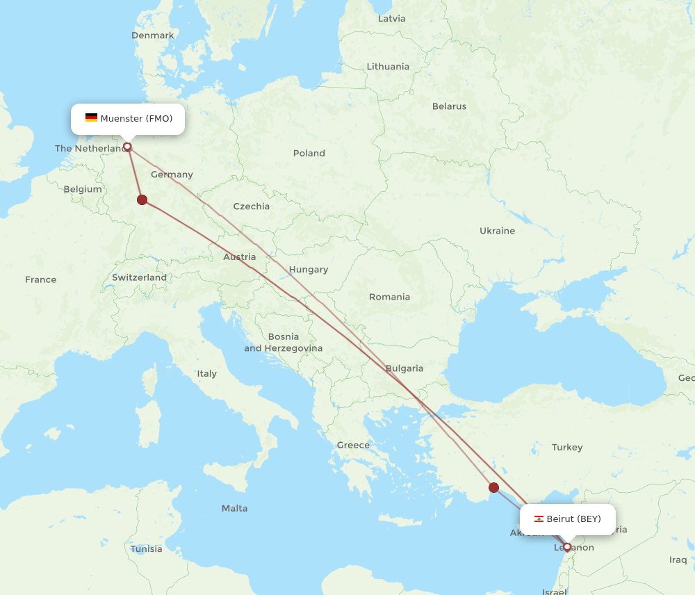 FMO to BEY flights and routes map