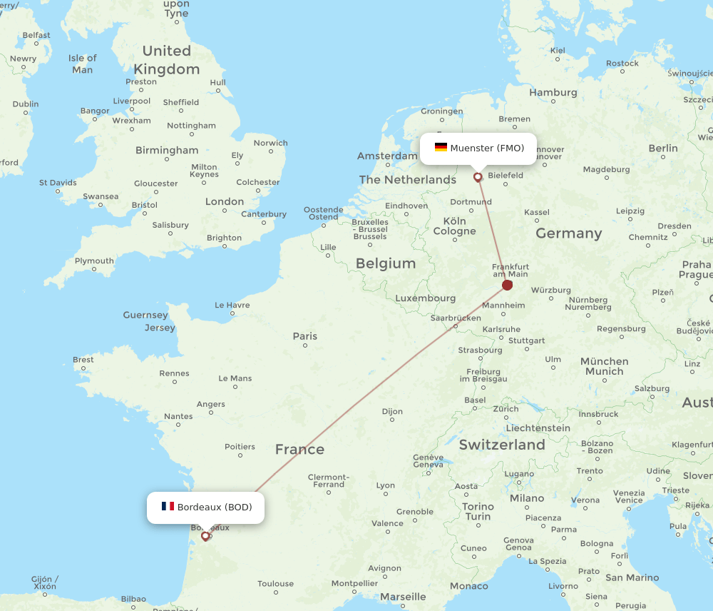 FMO-BOD flight routes