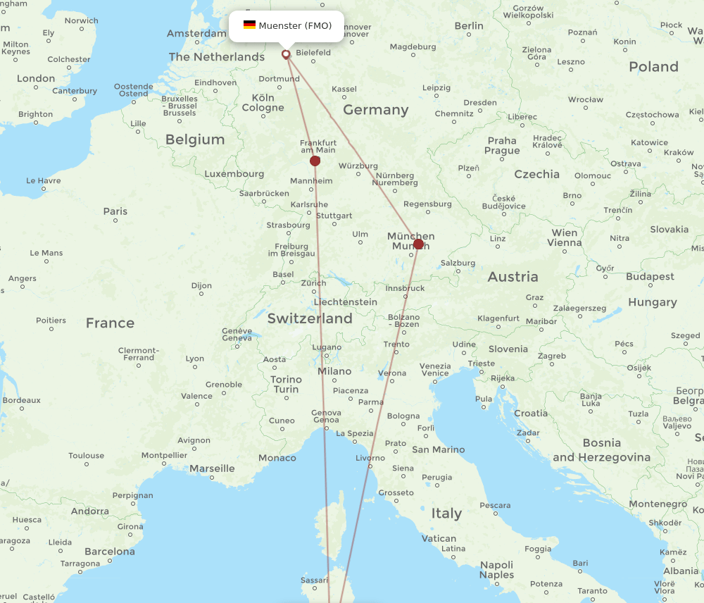 FMO-CAG flight routes