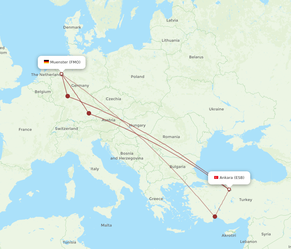 FMO-ESB flight routes