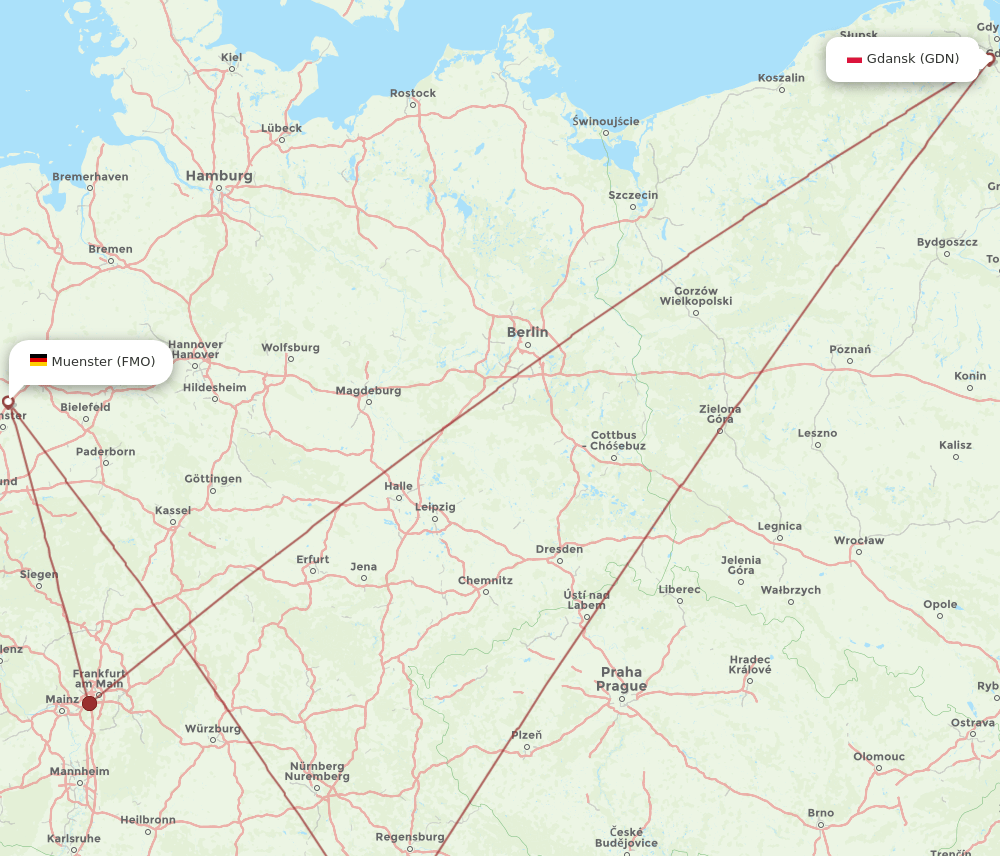 FMO to GDN flights and routes map