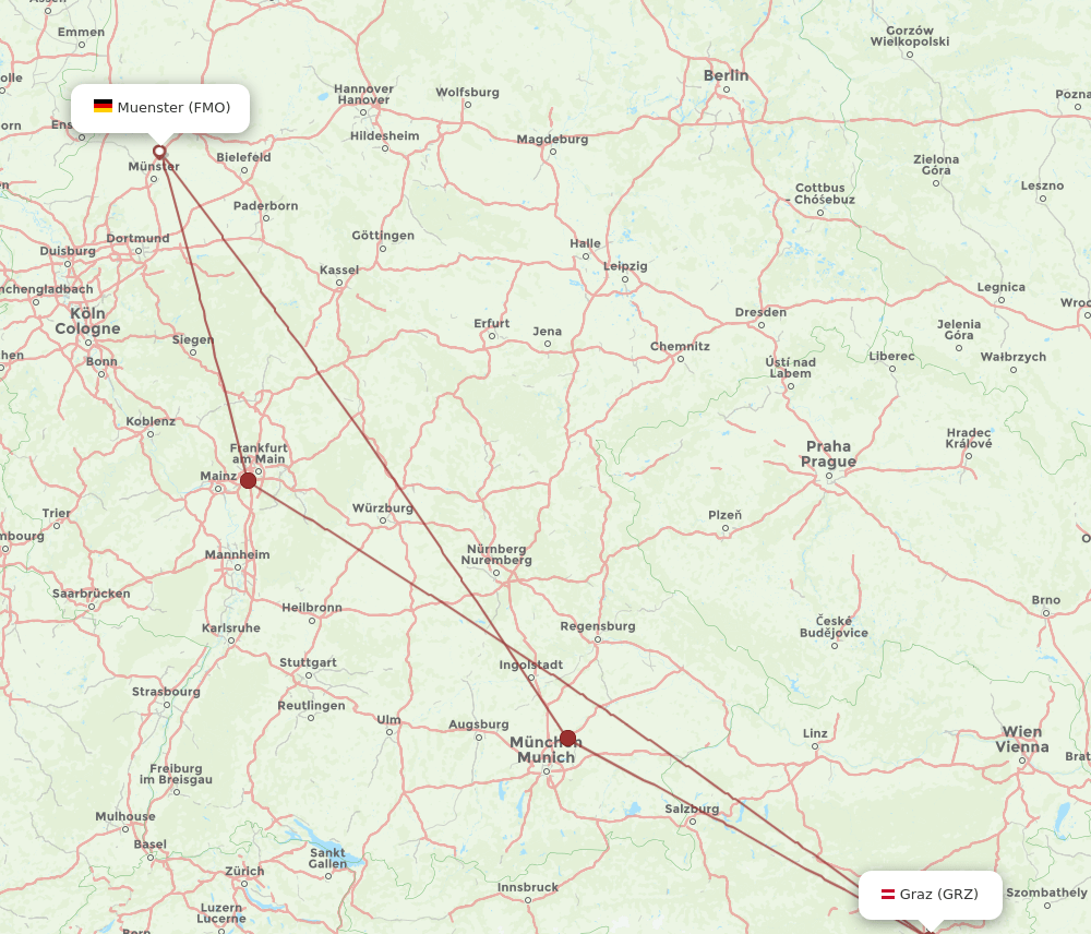 FMO to GRZ flights and routes map
