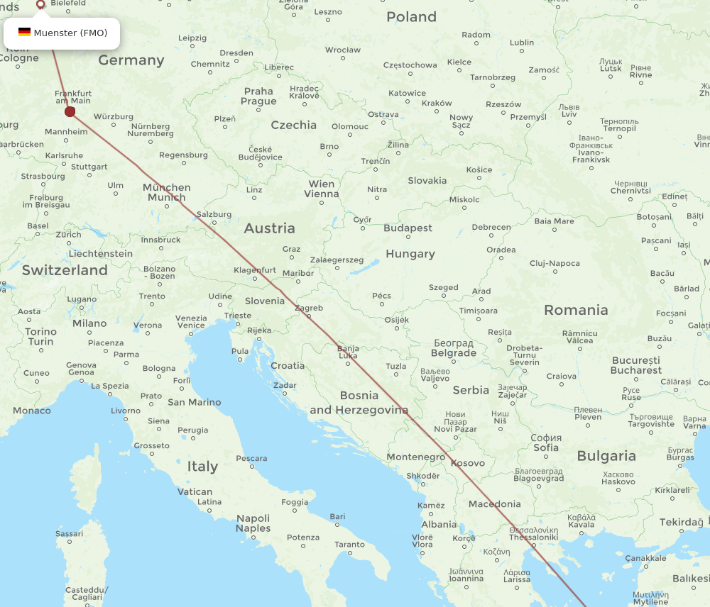FMO to KGS flights and routes map