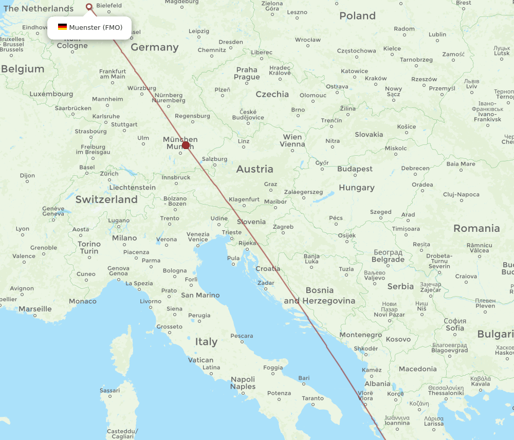 FMO-KLX flight routes