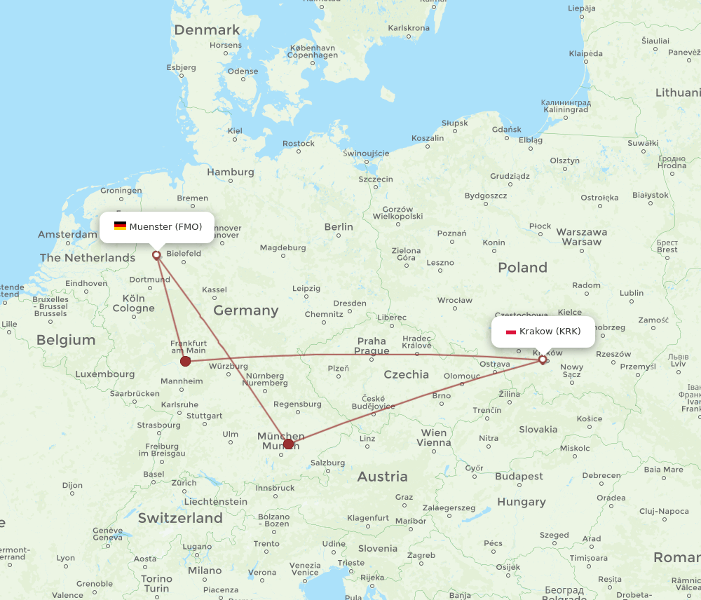 FMO to KRK flights and routes map