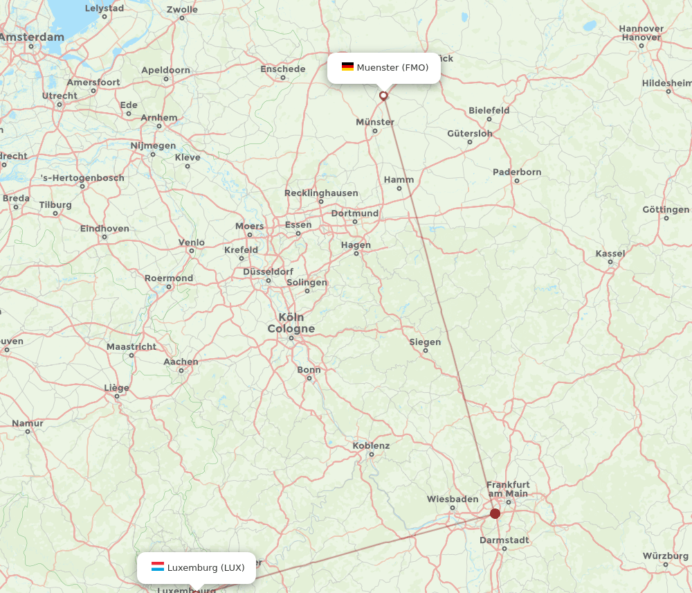 FMO to LUX flights and routes map