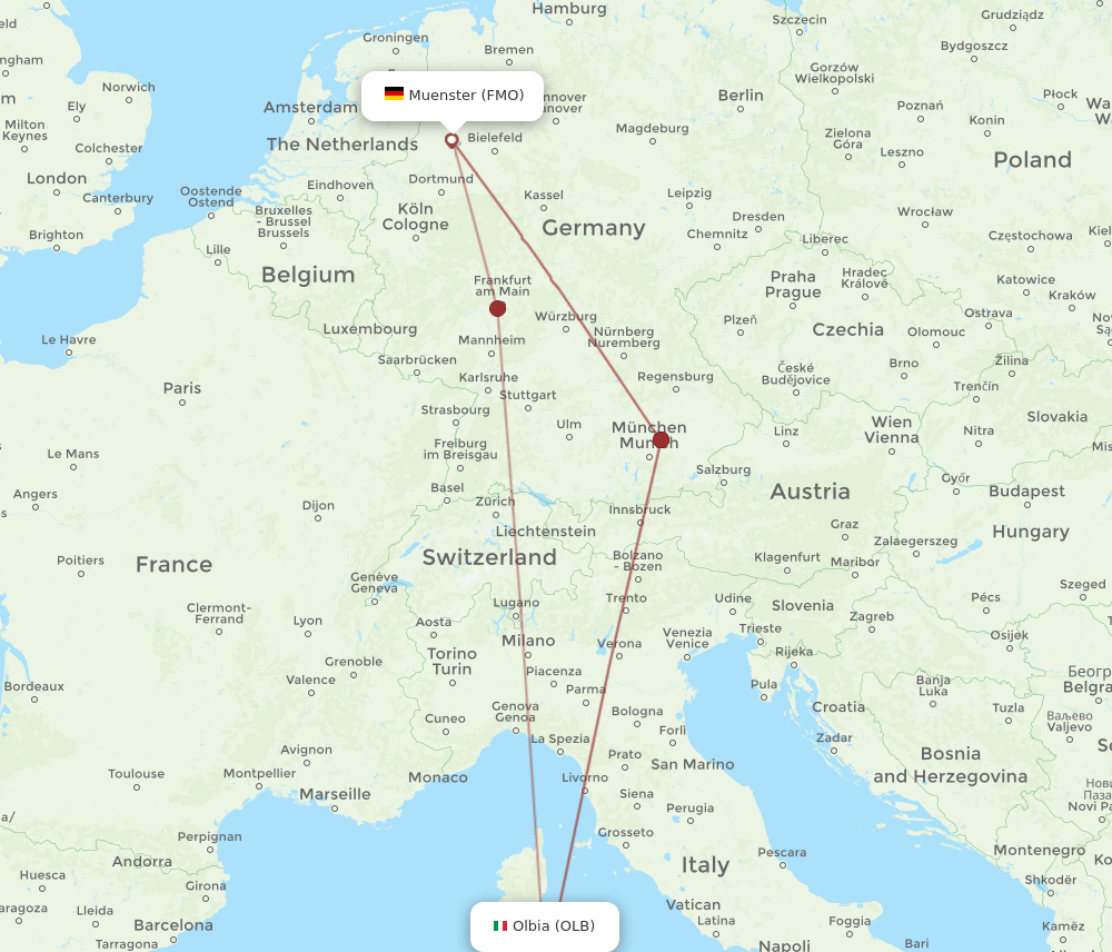 FMO-OLB flight routes