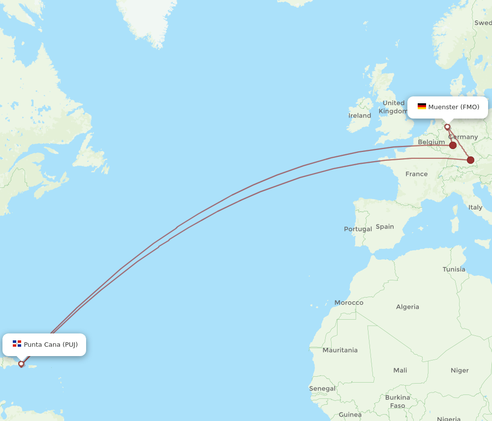 FMO-PUJ flight routes