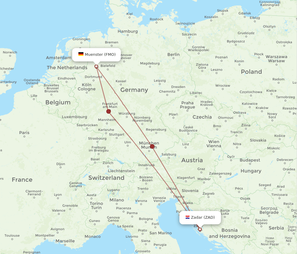 FMO-ZAD flight routes