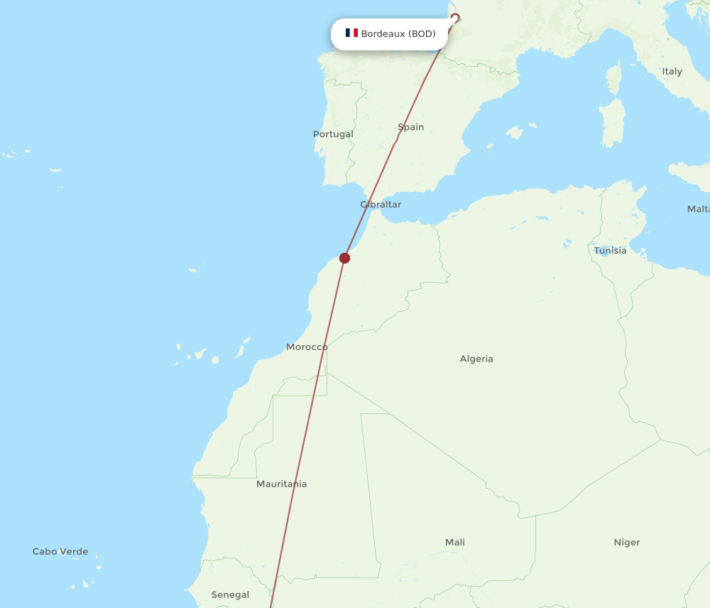 FNA-BOD flight routes