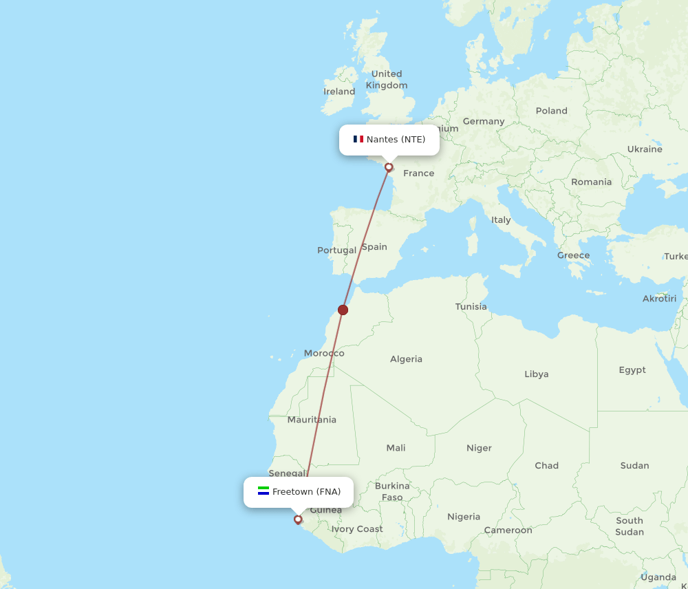 FNA-NTE flight routes
