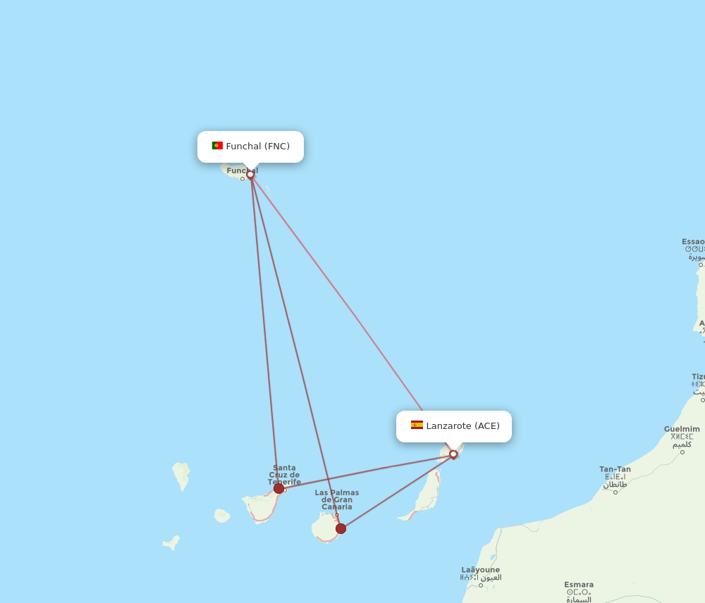 FNC to ACE flights and routes map