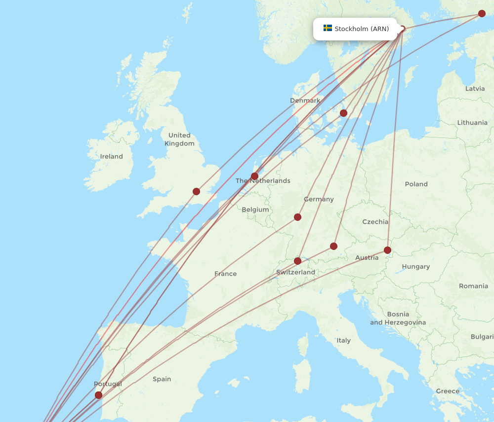 FNC-ARN flight routes