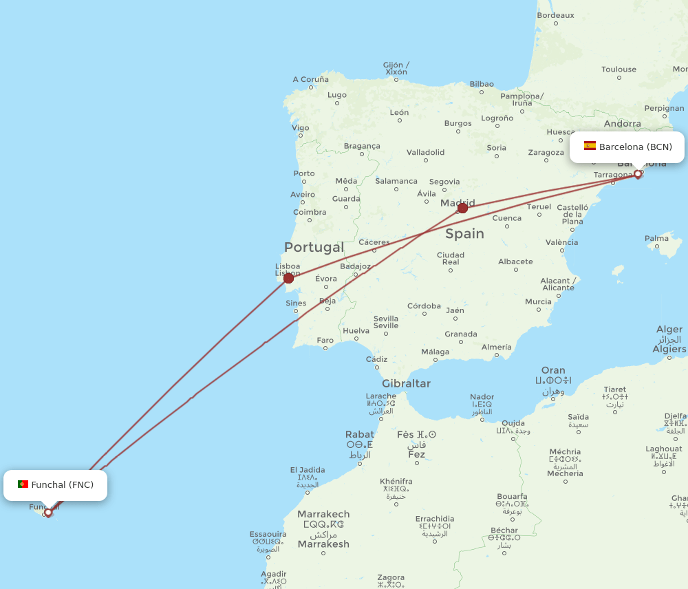 FNC-BCN flight routes