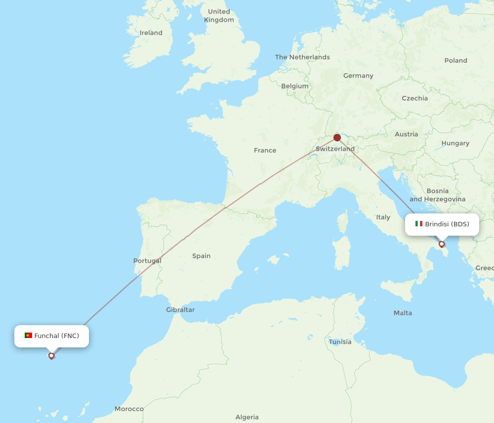 FNC to BDS flights and routes map