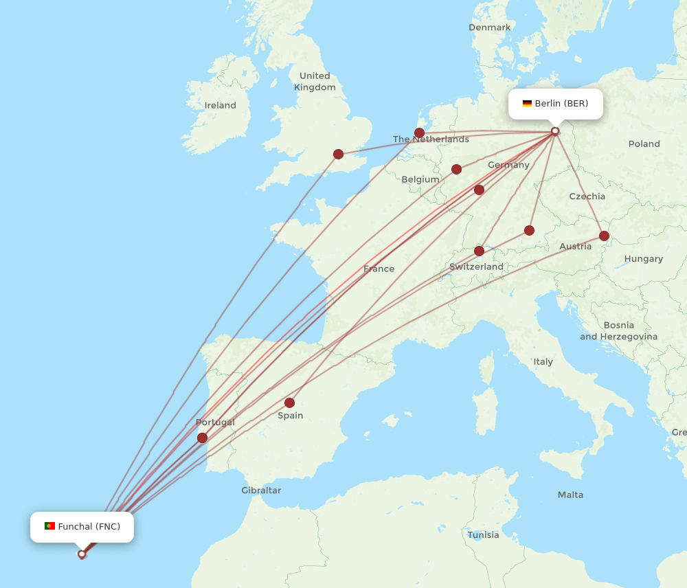 FNC to BER flights and routes map