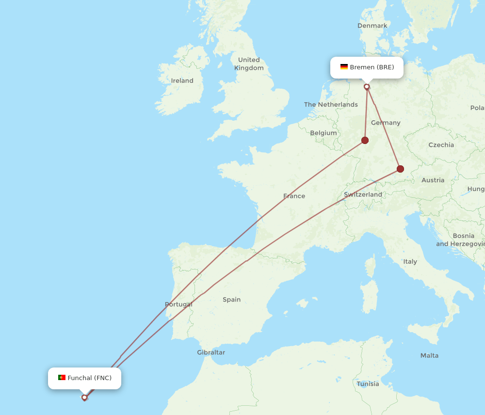 FNC-BRE flight routes