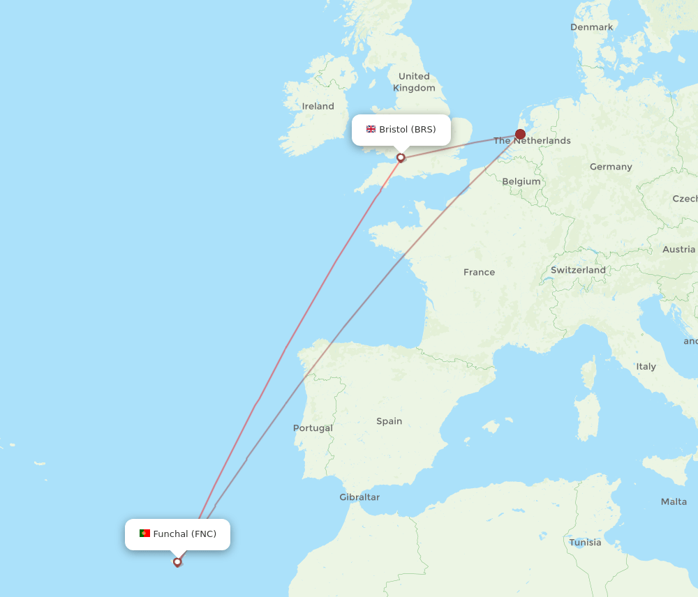 FNC to BRS flights and routes map