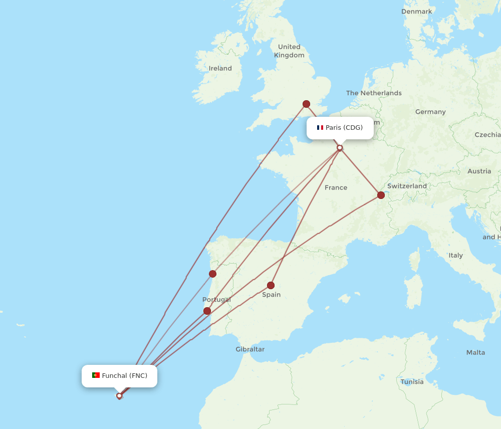 FNC-CDG flight routes