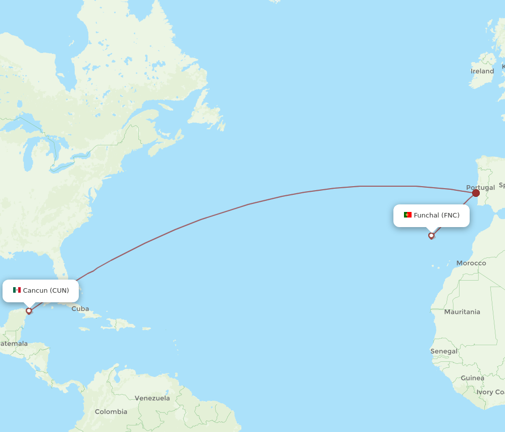 FNC-CUN flight routes