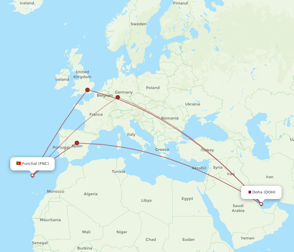 FNC-DOH flight routes
