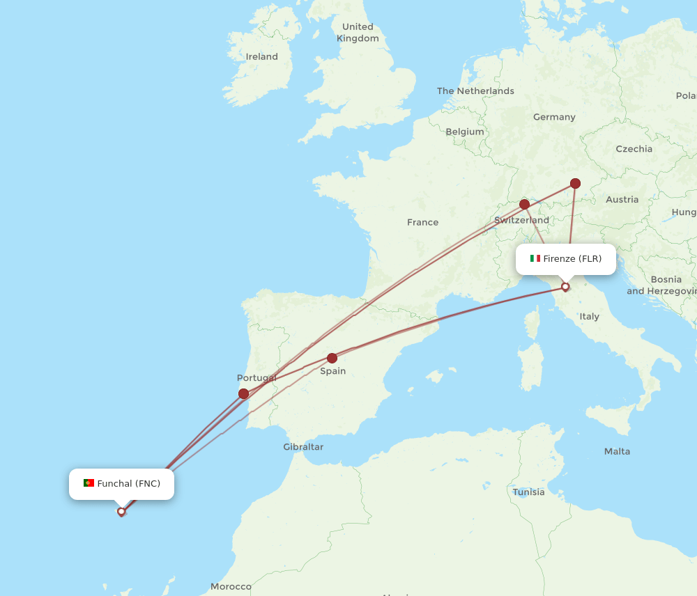 FNC-FLR flight routes