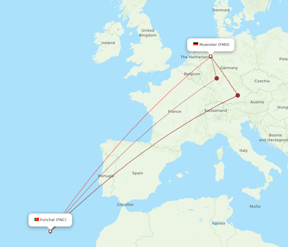 FNC to FMO flights and routes map