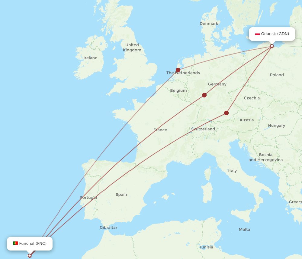 FNC-GDN flight routes