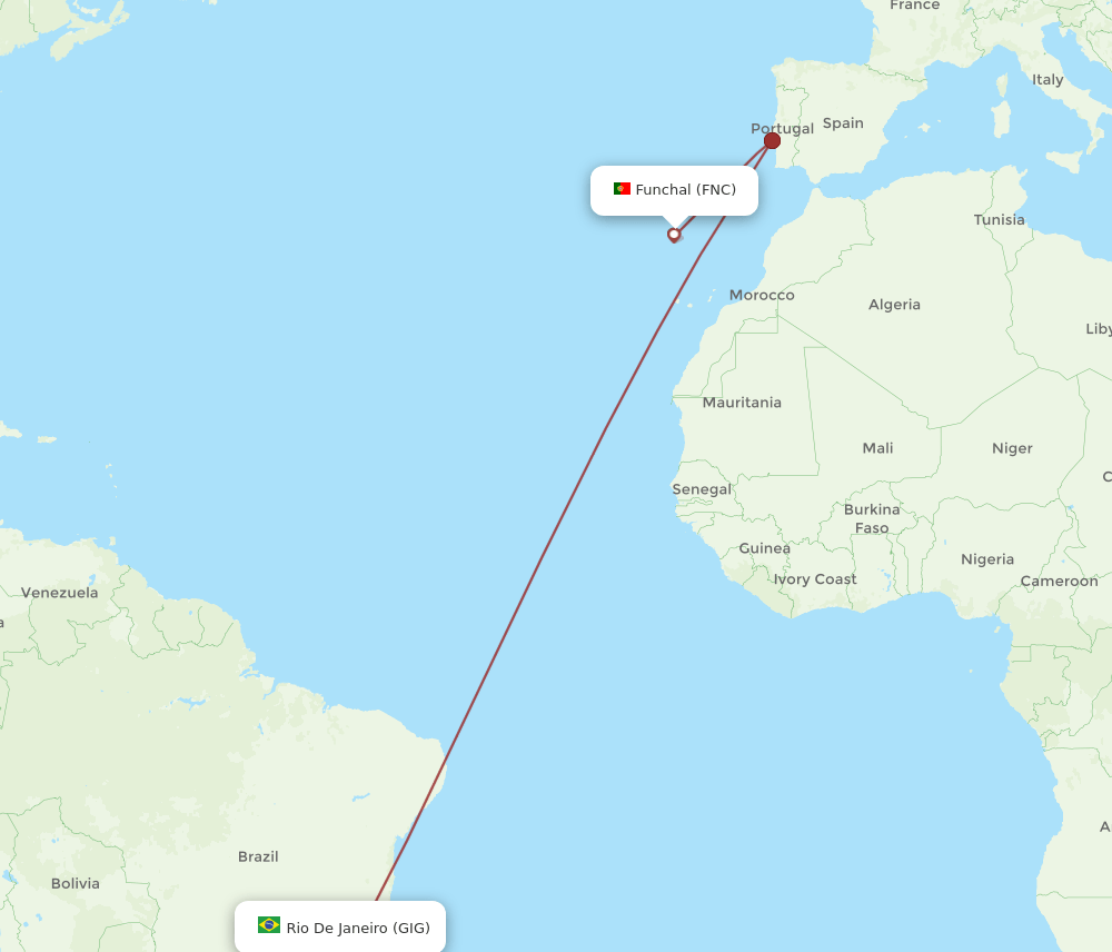 FNC-GIG flight routes