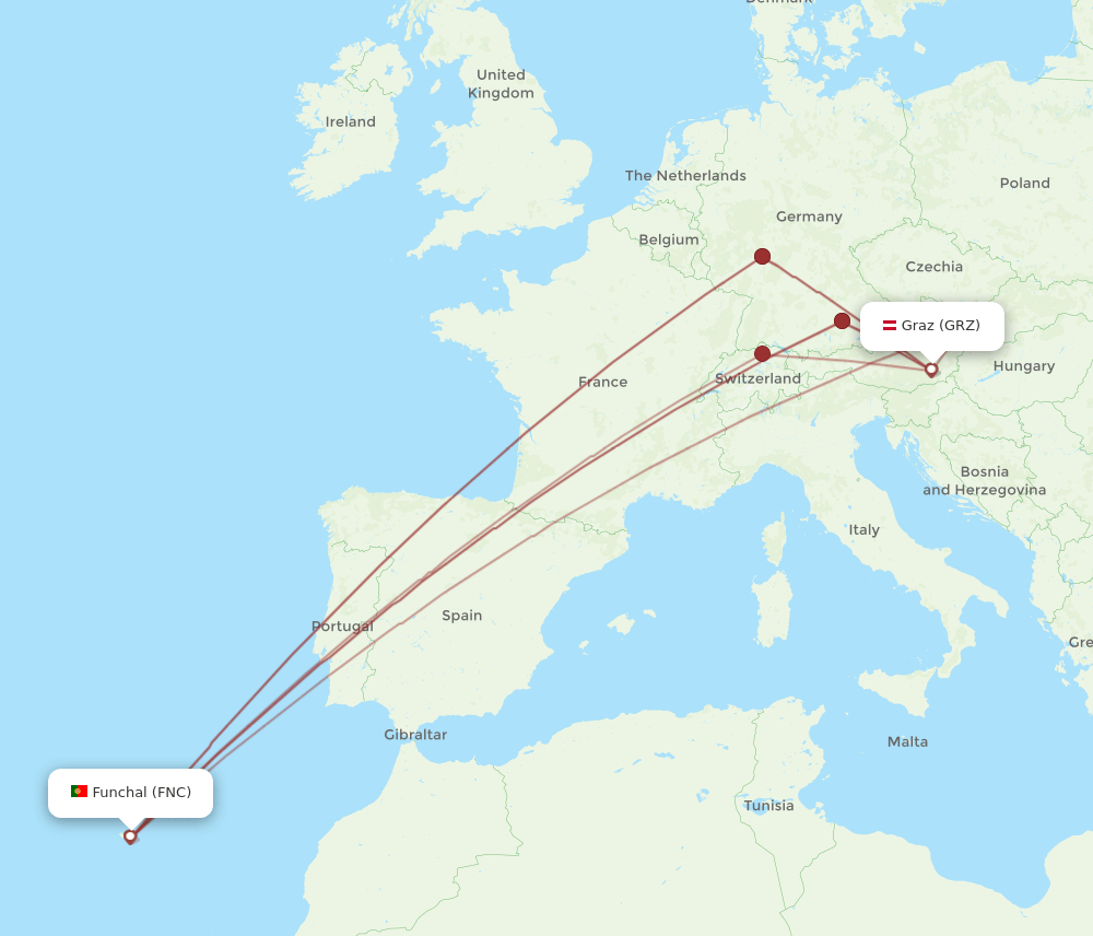 FNC-GRZ flight routes