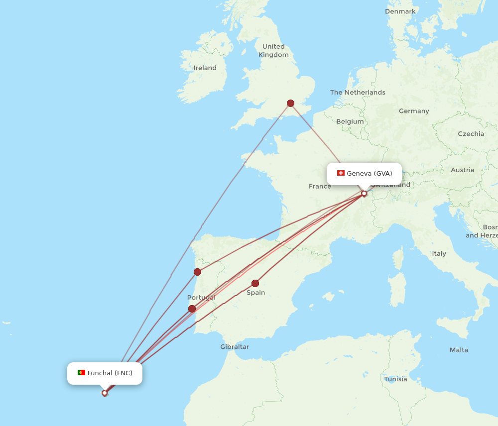 FNC to GVA flights and routes map