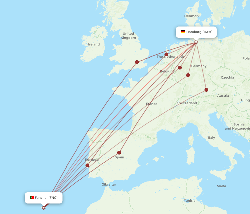 FNC-HAM flight routes